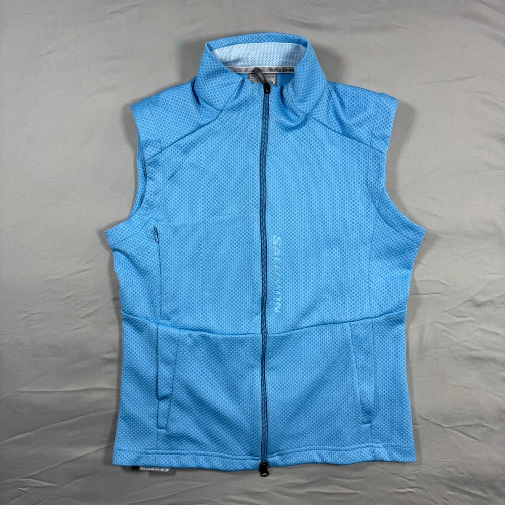 Salomon Vest Full Zip Womens M Textured Mesh Athletic Training Blue Gorpcore